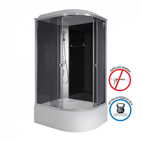 Душевая кабина Niagara Eco 120x90 см E120/90/40L/TN, с высоким поддоном 40см, профиль хром матовый, стекло тонированное (безсиликоновая сборка) - фото 2