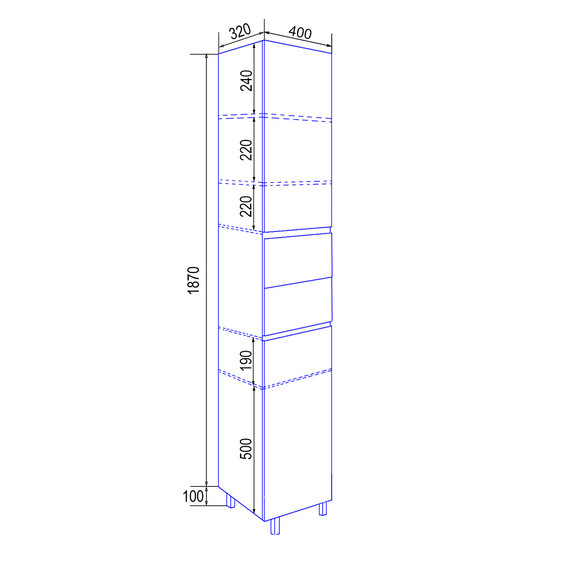 Пенал напольный Azario Эстима 40 см R CS00094559, белый глянцевый - фото 5
