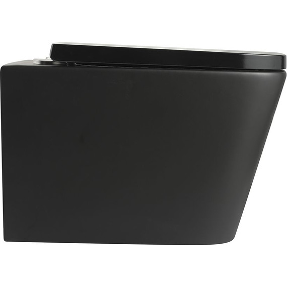 Унитаз подвесной безободковый Veconi Pulo VPU-51TB (Система смыва торнадо) с тонкой крышкой микролифт, чёрный матовый - фото 4