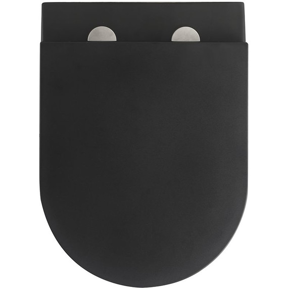 Унитаз подвесной безободковый Veconi Rino VRI-49TB (Система смыва торнадо) с тонкой крышкой микролифт, чёрный матовый - фото 5