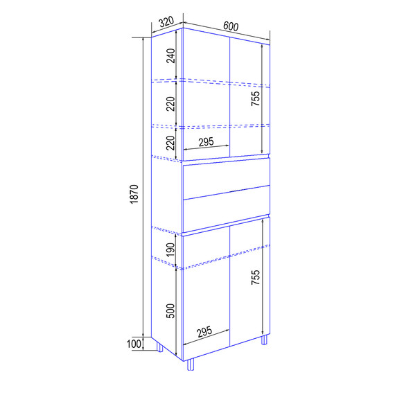 Пенал напольный Azario Эстима 60 см CS00094565, графит - фото 5