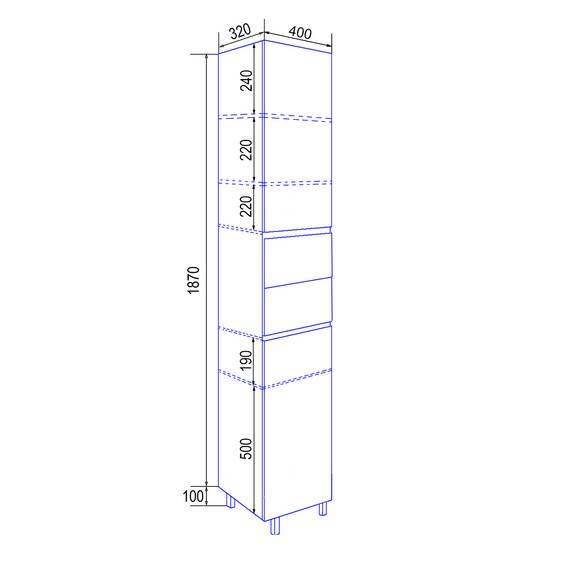 Пенал напольный Azario Эстима 40 см R CS00094561, графит - фото 5
