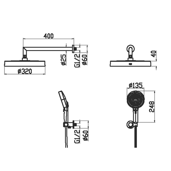 Душевая система для ванны Boheme Cell 427-NB + 135-3-NB + 625-NB (со скрытой частью) никель - фото 3