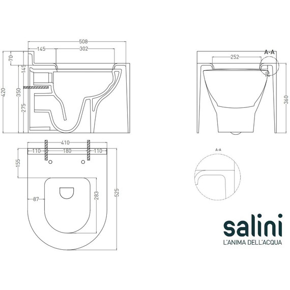 Унитаз подвесной безободковый Salini Gemelli 240121KM с крышкой микролифт (S-Stone) белый матовый - фото 7