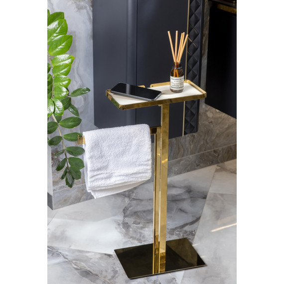 Стойка с полотенцедержателем и полкой Boheme 10952-G, цвет золото - фото 3