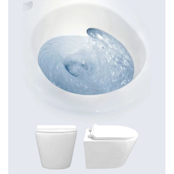 Унитаз подвесной безободковый Cerutti SPA LUIGI Aria Tornado 11101 с тонкой крышкой микролифт (система смыва Торнадо) - фото 4