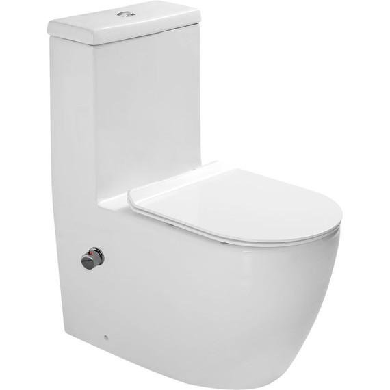 Унитаз-моноблок безободковый SantiLine SL-5011SM-BD с тонкой крышкой микролифт - фото 