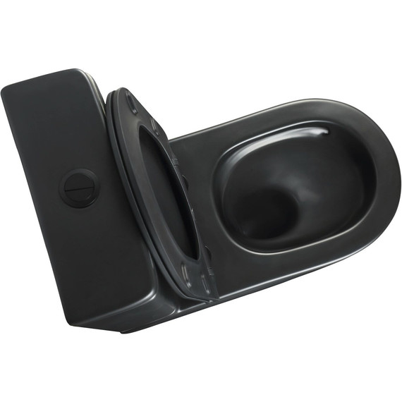 Унитаз-компакт безободковый SantiLine SL-5026MB с тонкой крышкой микролифт (система смыва Торнадо) чёрный матовый - фото 5