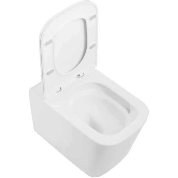 Унитаз подвесной безободковый SantiLine SL-5027 с тонкой крышкой микролифт (система смыва Торнадо) - фото 5