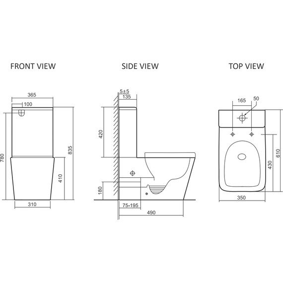 Унитаз-компакт безободковый SantiLine SL-5028MB с тонкой крышкой микролифт (система смыва Торнадо) чёрный матовый - фото 2