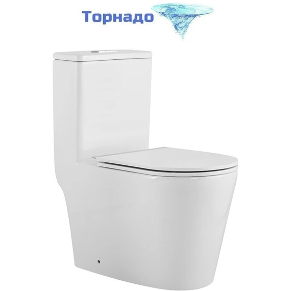 Унитаз-моноблок безободковый SantiLine SL-5029 с тонкой крышкой микролифт (система смыва Торнадо) - фото 