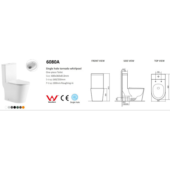 Унитаз-моноблок безободковый SantiLine SL-5029 с тонкой крышкой микролифт (система смыва Торнадо) - фото 2