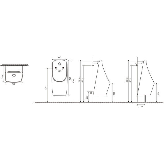 Писсуар подвесной SantiLine SL-6004MB (подвод воды скрытый) чёрный - фото 2