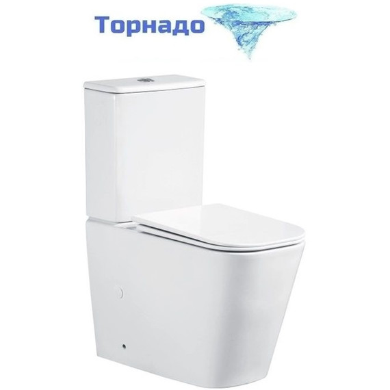 Унитаз-компакт безободковый Cerutti SPA Manlio 10618 с тонкой крышкой микролифт (система смыва Торнадо) - фото 