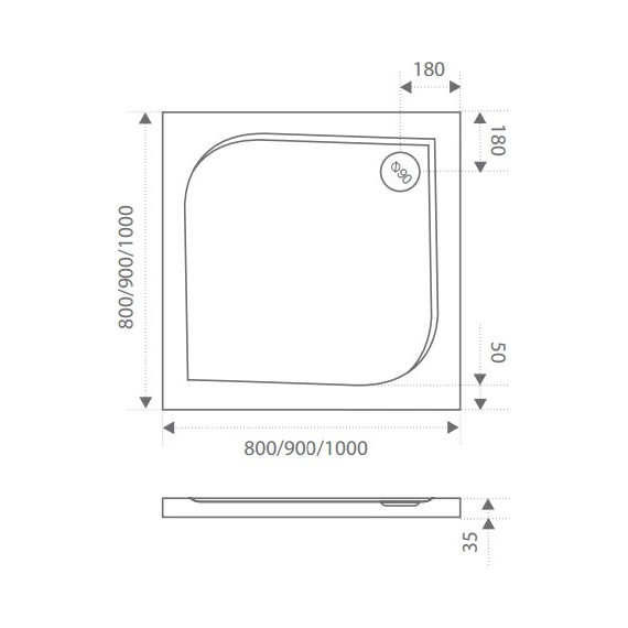 Каменный поддон Bas Квадро 90х90 см - фото 2