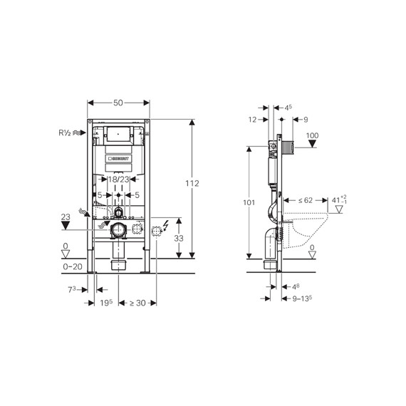Инсталляция для подвесного унитаза Geberit Duofix Omega h112 111.060.00.1 - фото 3