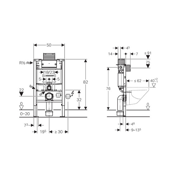 Инсталляция для подвесного унитаза Geberit Duofix Omega h82 111.003.00.1 - фото 3
