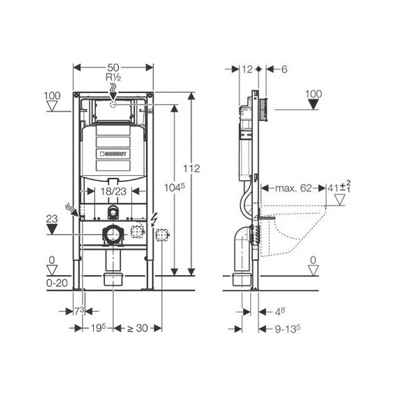 Инсталляция для подвесного унитаза Geberit Duofix UP320 111.300.00.5 - фото 3