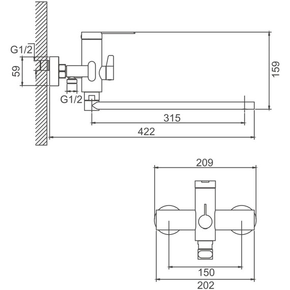 Смеситель для ванны Belz B22813-7, чёрный - фото 16