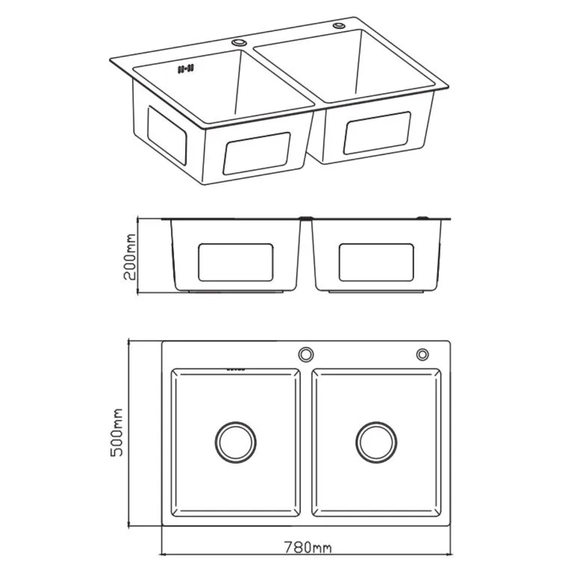 Кухонная мойка Diadonna DS7850BT, графит - фото 3
