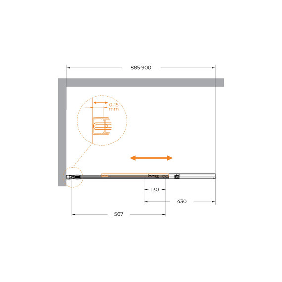 Шторка для ванны Cezares 90 см SLIDER-FIX-VF-11-90/150-C-GM, оружейная сталь/прозрачное - фото 7