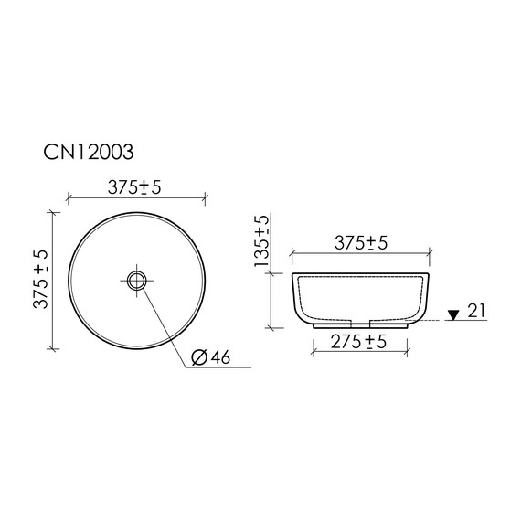 Раковина-чаша Ceramicanova Taycan 37 см CN12003MB, чёрный матовый - фото 9