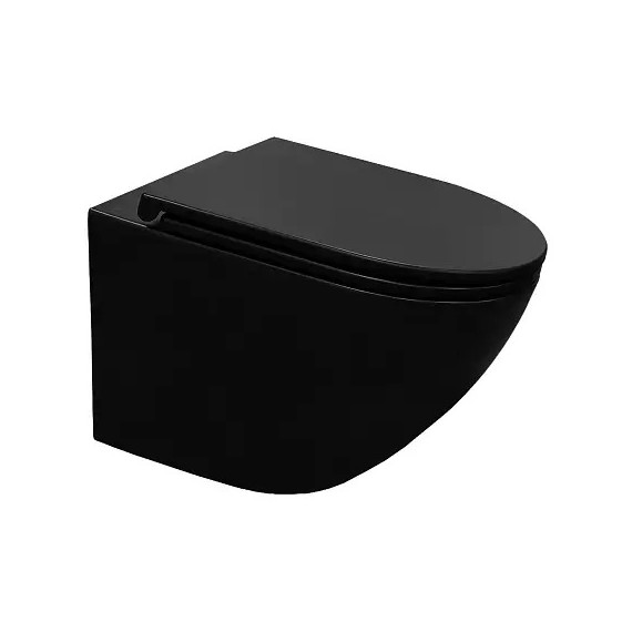 Унитаз подвесной безободковый Azario Grado AZ-0046-UQ3-MB с крышкой микролифт, чёрный матовый (Система смыва торнадо) - фото 3