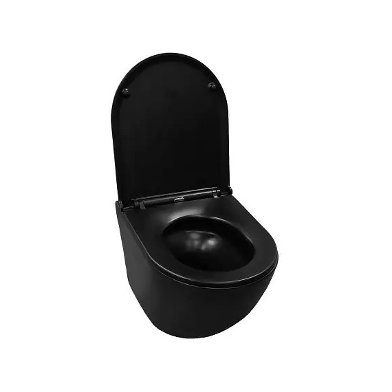 Унитаз подвесной безободковый Azario Grado AZ-0046-UQ3-MB с крышкой микролифт, чёрный матовый (Система смыва торнадо) - фото 4