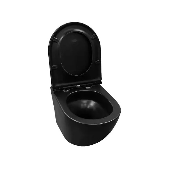 Унитаз подвесной безободковый Azario Grado AZ-0046-UQ3-MB с крышкой микролифт, чёрный матовый (Система смыва торнадо) - фото 5