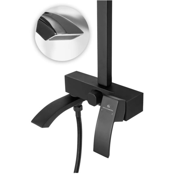 Душевая стойка с изливом Grocenberg GB7007-1BL, чёрный матовый - фото 7