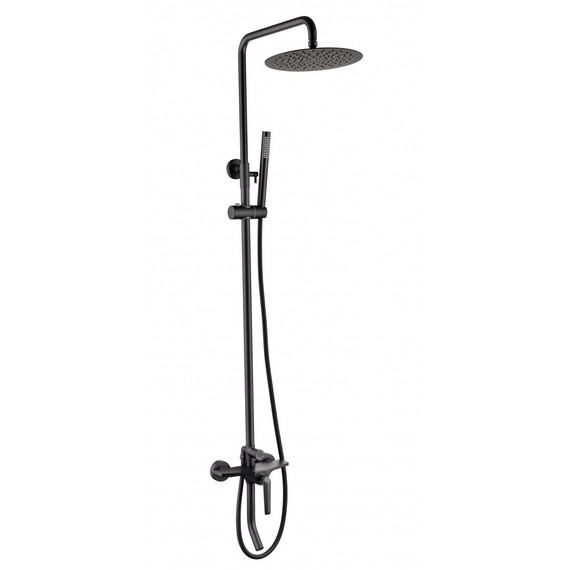 Душевая стойка с изливом Grocenberg GB7025BL, чёрный матовый - фото 