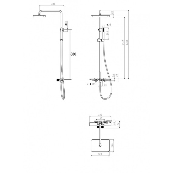 Душевая стойка с термостатом Grocenberg GB7038BL, чёрный матовый - фото 3