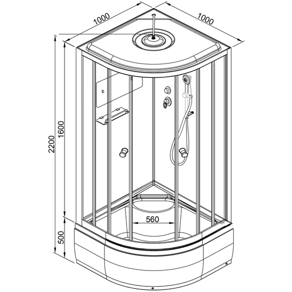 Душевая кабина Avacan 100x100 см D10SLED, хром/матовое (безсиликоновая сборка) - фото 25