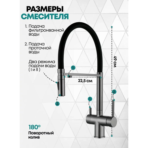 Смеситель для кухни Grocenberg GB4096BG, графит - фото 3
