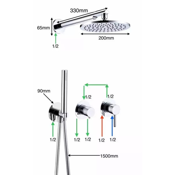 Душевая система для ванны Grocenberg GB5090BL, чёрный матовый - фото 2