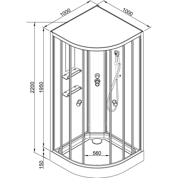 Душевая кабина Avacan 100x100 см EM1510N, белый/узор (безсиликоновая сборка) - фото 21