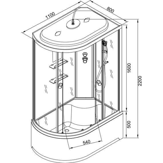 Душевая кабина Avacan 110x80 см EM4511R, хром/узор (безсиликоновая сборка) - фото 17