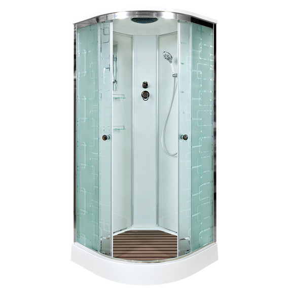 Душевая кабина Avacan 90x90 см EM1590, хром/узор (безсиликоновая сборка) - фото 