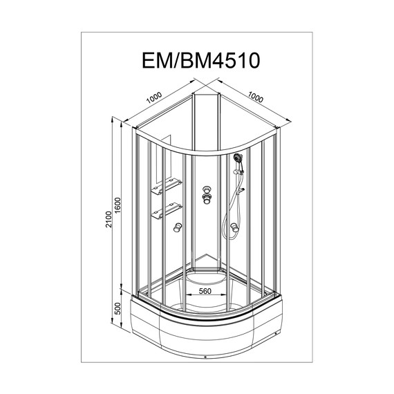 Гидробокс Avacan 100x100 см EM4510NGM, хром/узор (безсиликоновая сборка) - фото 20