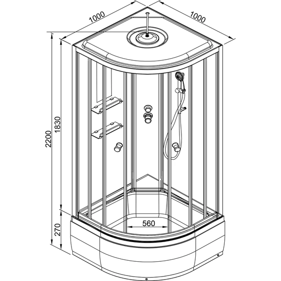 Гидробокс Avacan 100x100 см EM2710LED+GM, хром/узор (безсиликоновая сборка) - фото 25
