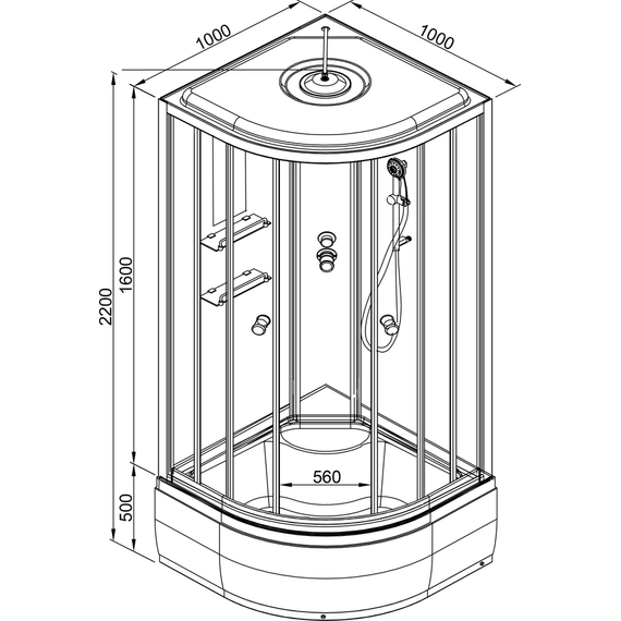 Душевая кабина Avacan 100x100 см EM4510LED, хром/узор (безсиликоновая сборка) - фото 24