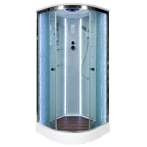 Душевая кабина Avacan 80x80 см EM1580LED, хром/узор (безсиликоновая сборка) - фото 