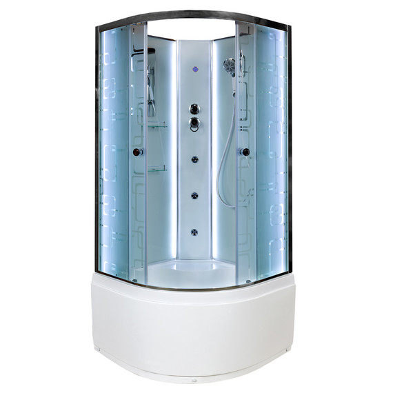 Гидробокс Avacan 100x100 см EM4510NLED+GM, хром/узор (безсиликоновая сборка) - фото 