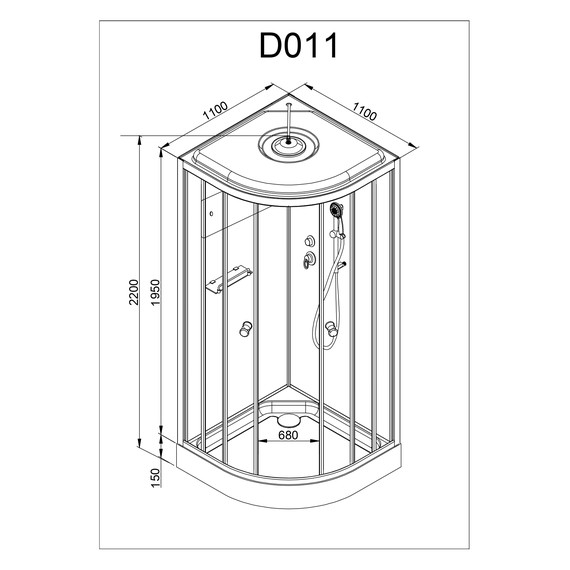 Душевая кабина Avacan 110x110 см D011SEL, хром/матовое (безсиликоновая сборка) - фото 32