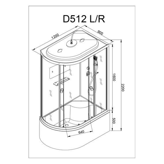 Душевая кабина Avacan 120x90 см D512SREL, хром/матовое (безсиликоновая сборка) - фото 19
