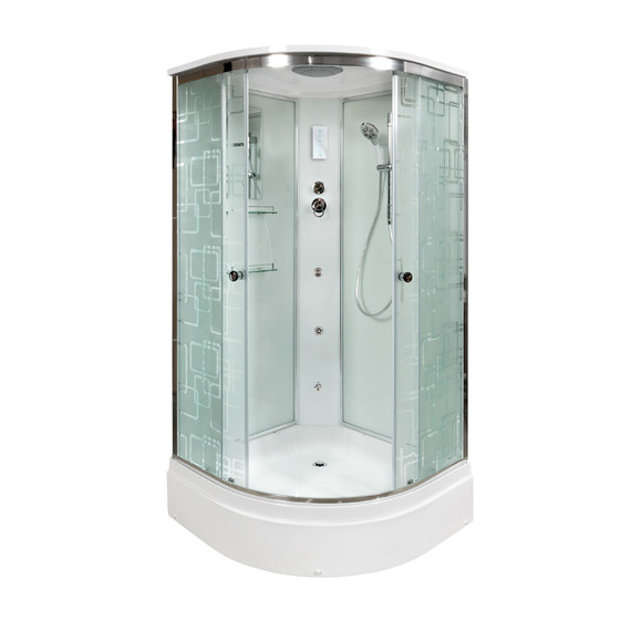 Гидробокс Avacan 110x110 см EM3011GM+EL, хром/узор (безсиликоновая сборка) - фото 