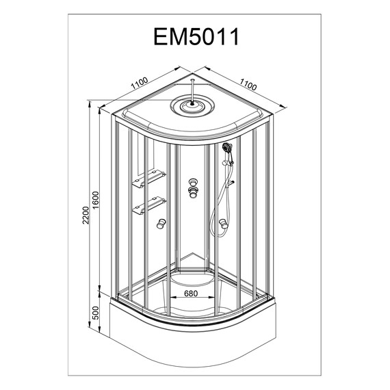 Душевая кабина Avacan 110x110 см EM5011, хром/узор (безсиликоновая сборка) - фото 27