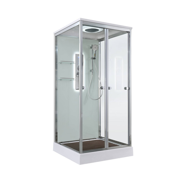 Гидробокс Avacan 80x80 см V2080LED, хром/прозрачное (безсиликоновая сборка) - фото 