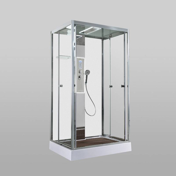 Гидробокс Avacan 110x90 см Z1911LEDMT, хром/прозрачное (безсиликоновая сборка) - фото 