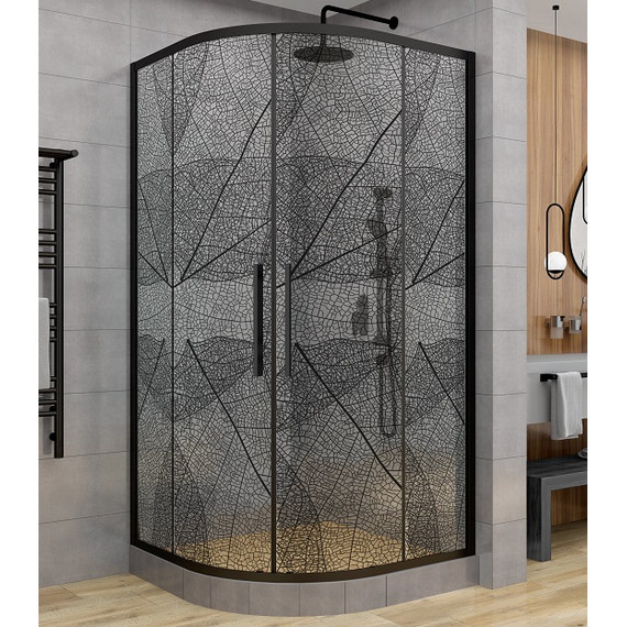 Душевое ограждение Avacan 90х90 см HB90, чёрный/узор - фото 